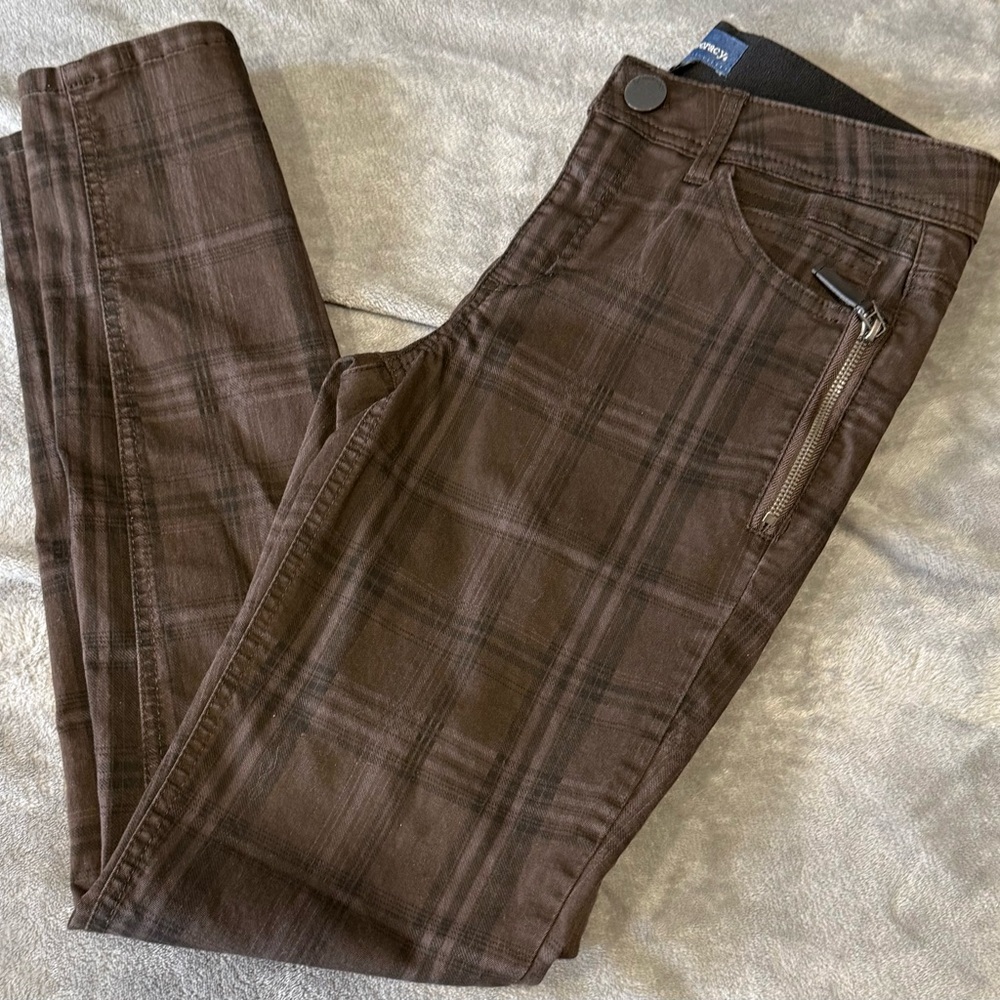 Democracy Brown Plaid Skinny Jeans